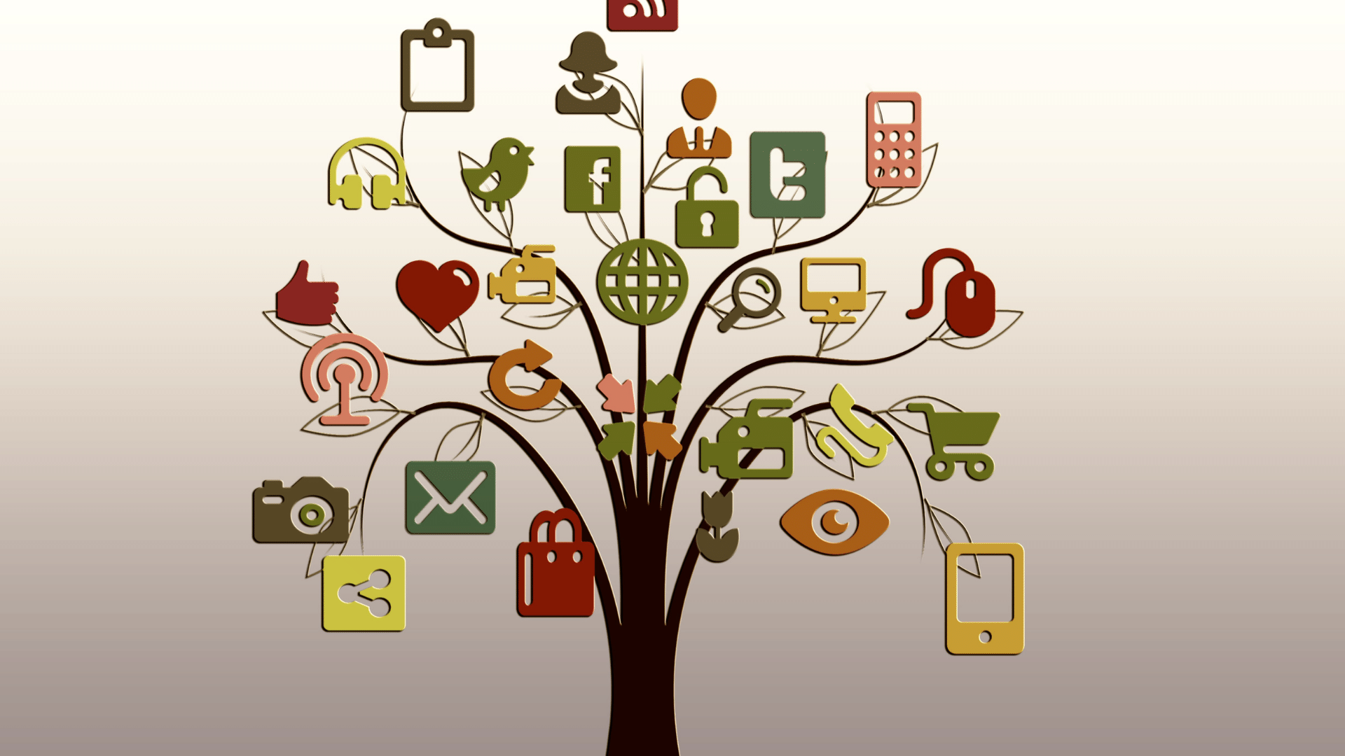 Illustration of a tree. Each branch ends in a different icon representing a networking opportunity.