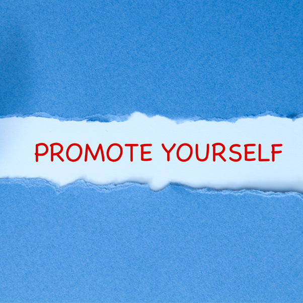 image with words "promote yourself"